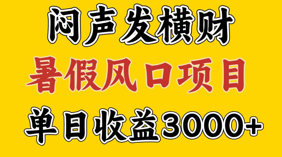 30天赚了7.5W 暑假风口项目，比较好学，2天左右上手-玩备项目资源网