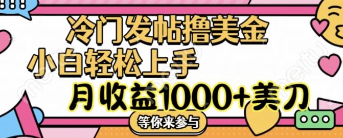 冷门发帖撸美金项目，月收益1000+美金，简单无脑，干就完了【揭秘】-玩备项目资源网