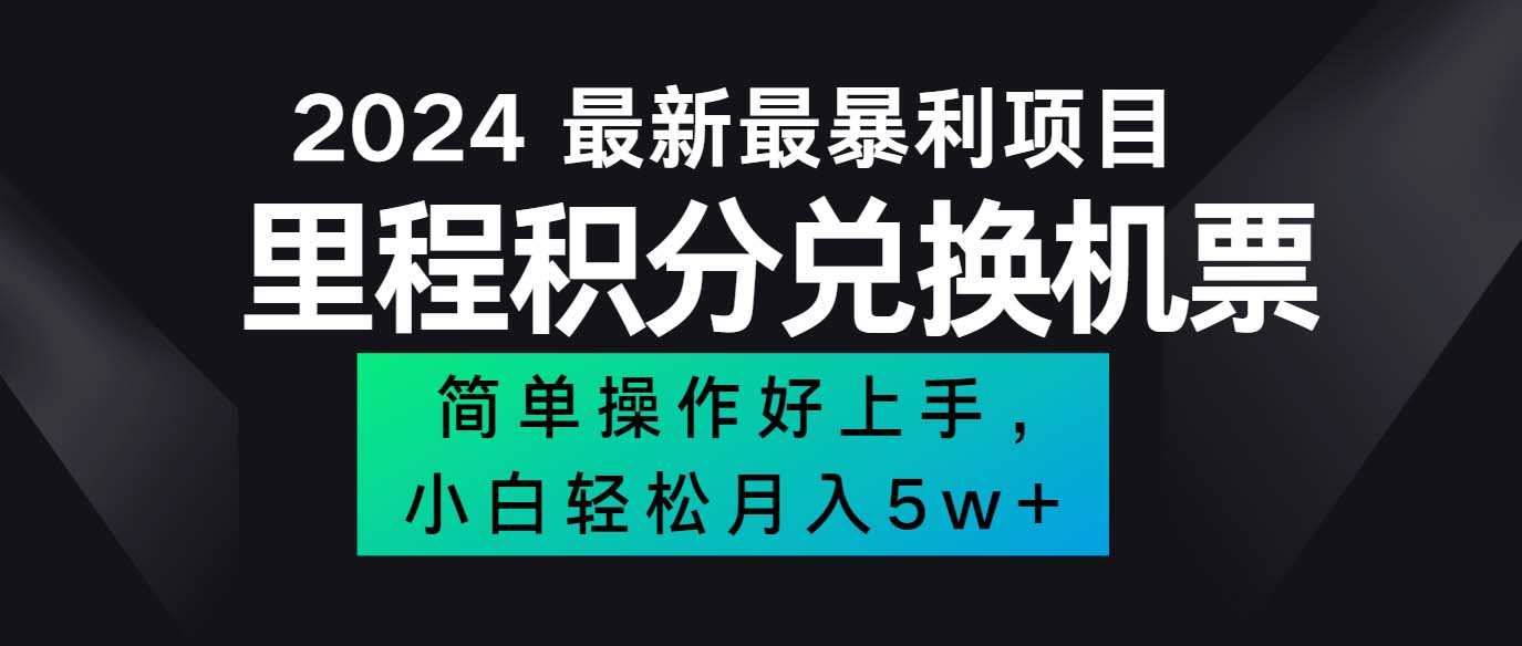 （12016期）2024最新里程积分兑换机票，手机操作小白轻松月入5万++-玩备项目资源网