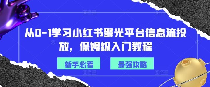 从0-1学习小红书聚光平台信息流投放，保姆级入门教程-玩备项目资源网