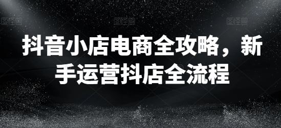 抖音小店电商全攻略，新手运营抖店全流程-玩备项目资源网