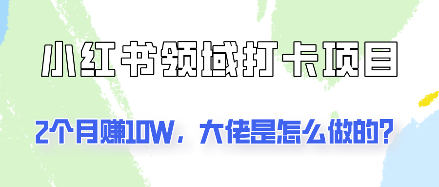 通过小红书领域打卡项目2个月赚10W，大佬是怎么做的？-玩备项目资源网