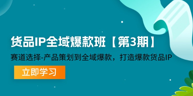 货品IP全域爆款班【第3期】赛道选择、产品策划到全域爆款，打造爆款货品IP-玩备项目资源网