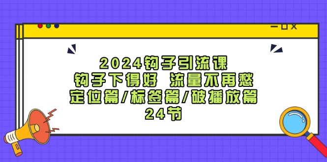2024钩子引流课：钩子下得好流量不再愁，定位篇/标签篇/破播放篇/24节-玩备项目资源网