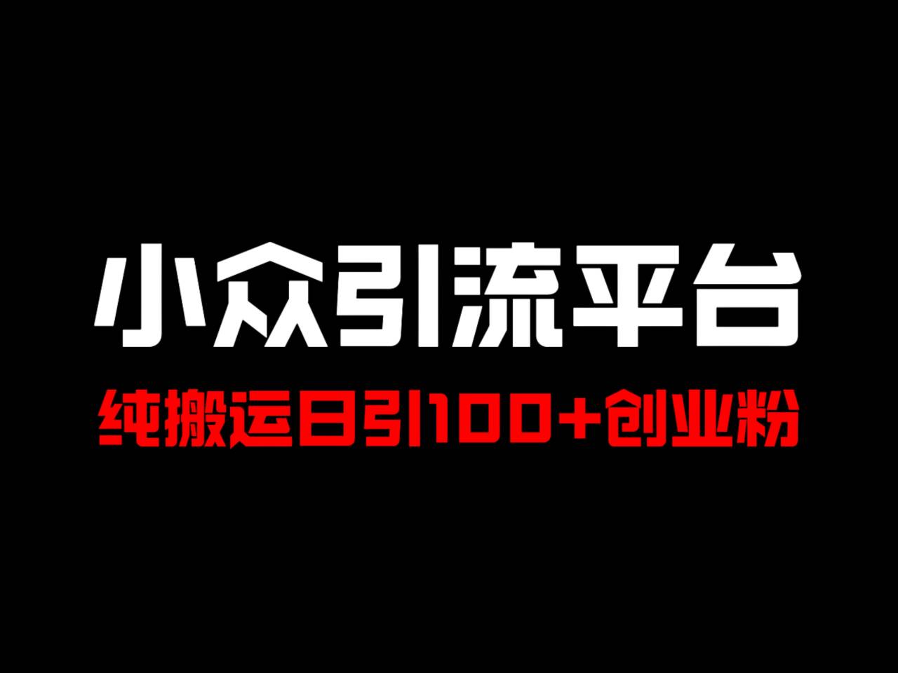 冷门引流平台，纯搬运日引100+高质量年轻创业粉！-玩备项目资源网