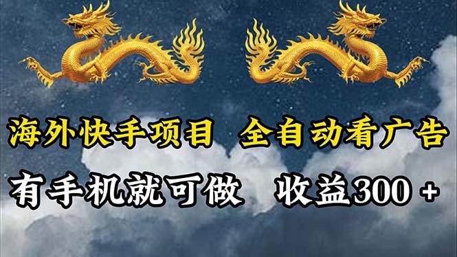 （12175期）海外快手项目，利用工具全自动看广告，每天轻松 300+-玩备项目资源网