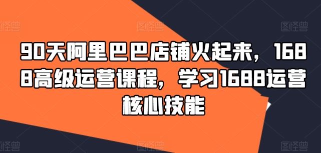 90天阿里巴巴店铺火起来，1688高级运营课程，学习1688运营核心技能-玩备项目资源网