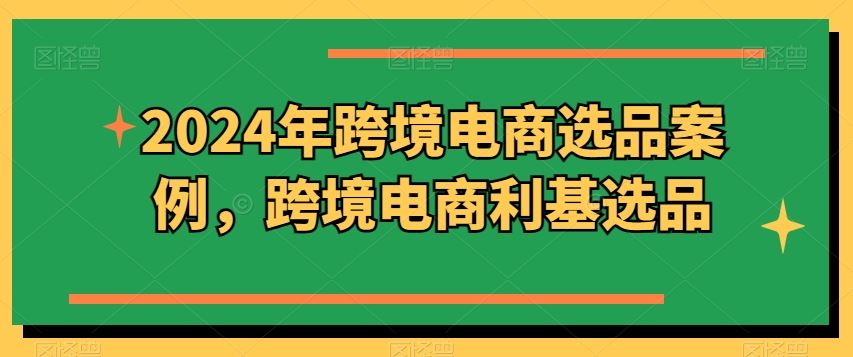 2024年跨境电商选品案例，跨境电商利基选品（更新）-玩备项目资源网