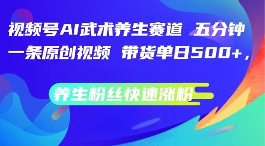 视频号AI武术养生赛道，五分钟一条原创视频，带货单日几张，养生粉丝快速涨粉【揭秘】-玩备项目资源网