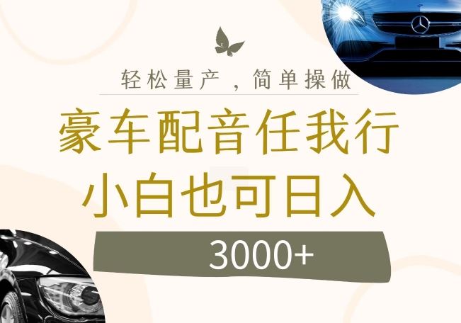 不为人知的暴力小项目，豪车配音，日入几张【揭秘】-玩备项目资源网