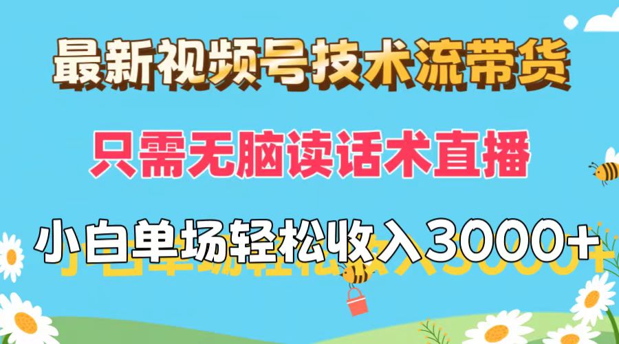 （12318期）最新视频号技术流带货，只需无脑读话术直播，小白单场直播纯收益也能轻…-玩备项目资源网