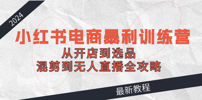 （12361期）2024小红书电商暴利训练营：从开店到选品，混剪到无人直播全攻略-玩备项目资源网