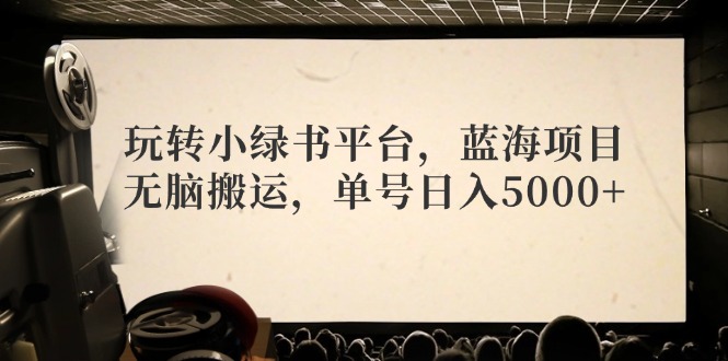 （12366期）玩转小绿书平台，蓝海项目，无脑搬运，单号日入5000+-玩备项目资源网