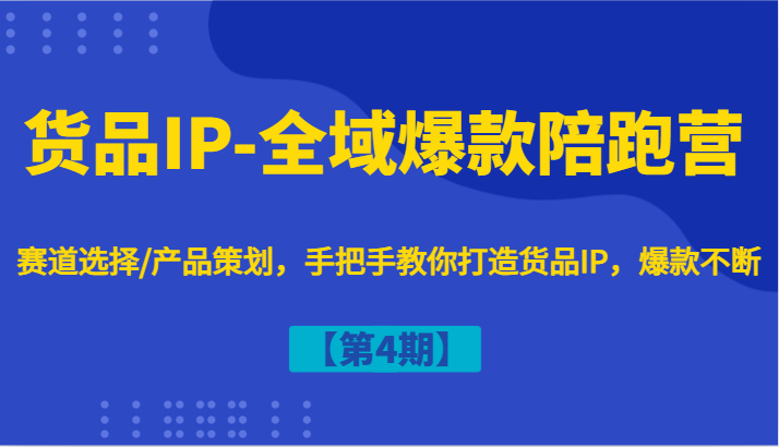 货品IP-全域爆款陪跑营【第4期】赛道选择/产品策划，手把手教你打造货品IP，爆款不断-玩备项目资源网