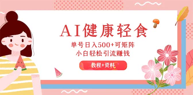 （12388期）AI健康轻食，单号日入500+可矩阵，小白轻松引流赚钱（教程+食谱）-玩备项目资源网