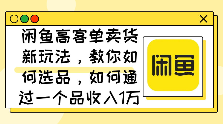 （12387期）闲鱼高客单卖货新玩法，教你如何选品，如何通过一个品收入1万+-玩备项目资源网
