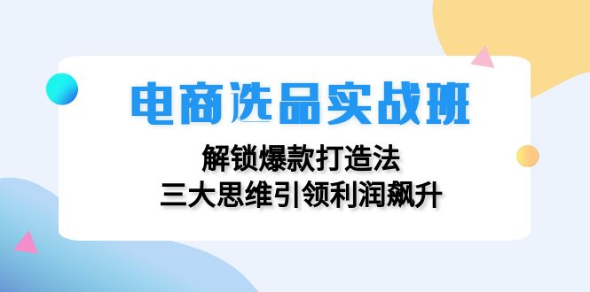 （12398期）电商选品实战班：解锁爆款打造法，三大思维引领利润飙升-玩备项目资源网