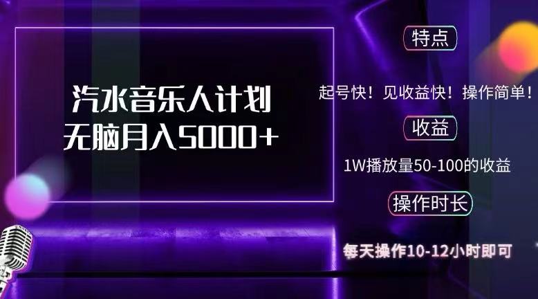 （12429期）抖音汽水音乐人计划无脑月入5000+-玩备项目资源网