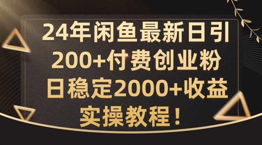 24年闲鱼最新日引200+付费创业粉日稳2000+收益，实操教程【揭秘】-玩备项目资源网