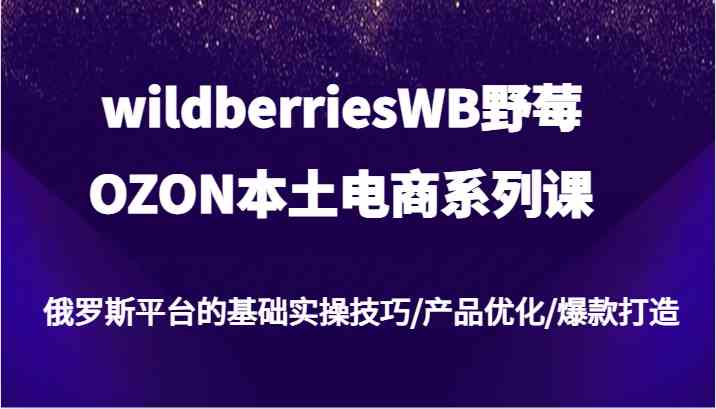 wildberriesWB野莓/OZON本土电商系列课，俄罗斯平台的基础实操技巧/产品优化/爆款打造-玩备项目资源网