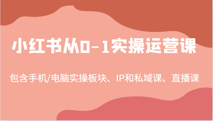 小红书从0-1实操运营课，包含手机/电脑实操板块、IP和私域课、直播课（97节）-玩备项目资源网