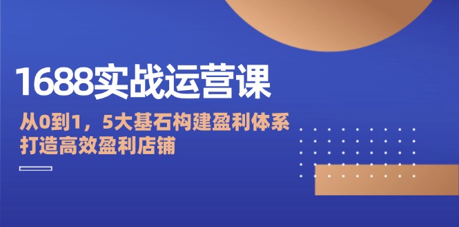 （12482期）1688实战运营课：从0到1，5大基石构建盈利体系，打造高效盈利店铺-玩备项目资源网