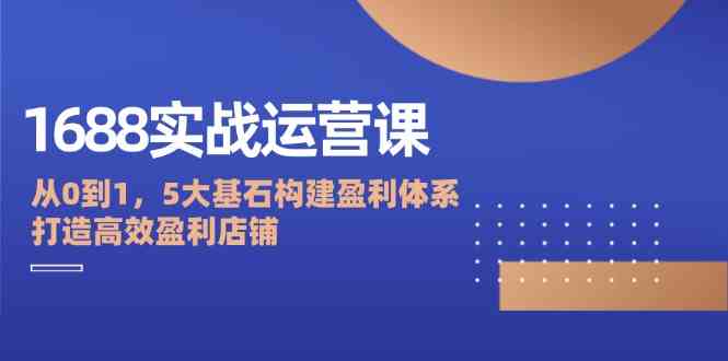 1688实战运营课：从0到1，5大基石构建盈利体系，打造高效盈利店铺-玩备项目资源网