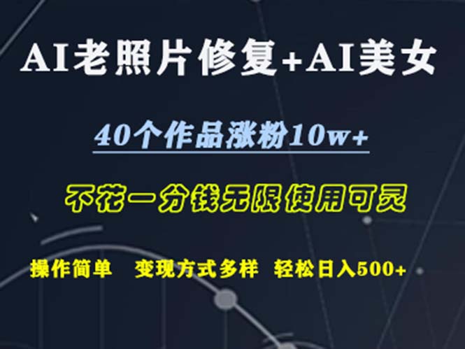 （12489期）AI老照片修复+AI美女玩发  40个作品涨粉10w+  不花一分钱使用可灵  操…-玩备项目资源网