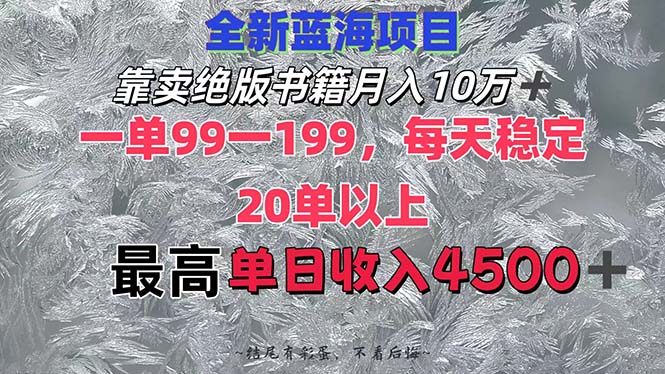 （12512期）靠卖绝版书籍月入10W+,一单99-199，一天平均20单以上，最高收益日入4500+-玩备项目资源网
