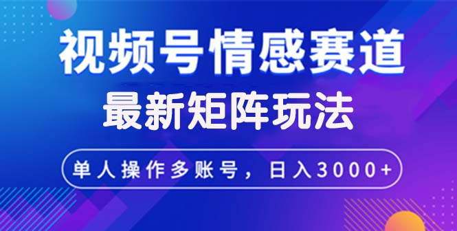 （12609期）视频号创作者分成情感赛道最新矩阵玩法日入3000+-玩备项目资源网