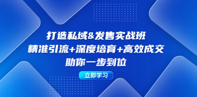 （12642期）打造私域&发售实操班：精准引流+深度培育+高效成交，助你一步到位-玩备项目资源网