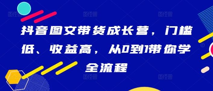 抖音图文带货成长营，门槛低、收益高，从0到1带你学全流程-玩备项目资源网