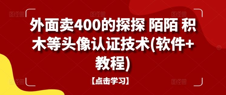 外面卖400的探探 陌陌 积木等头像认证技术(软件+教程)-玩备项目资源网