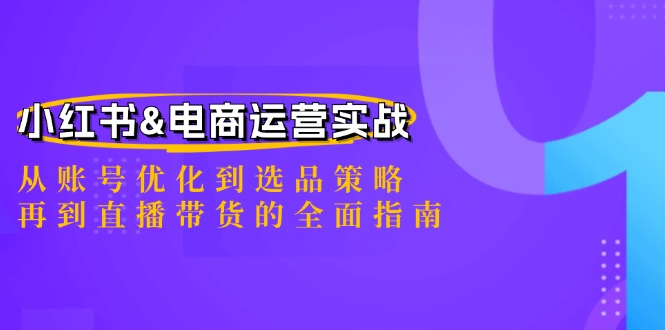 小红书&电商运营实战：从账号优化到选品策略，再到直播带货的全面指南-玩备项目资源网