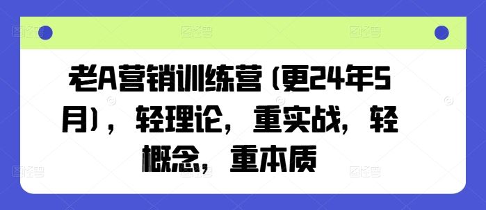 老A营销训练营(更24年9月)，轻理论，重实战，轻概念，重本质-玩备项目资源网
