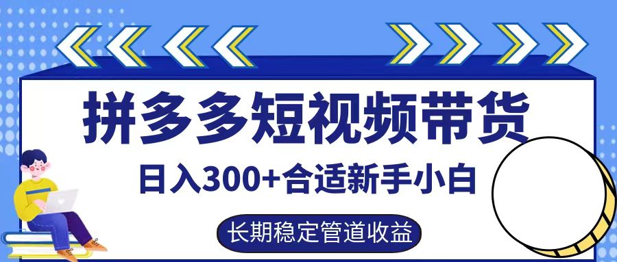 拼多多短视频带货日入300+，实操账户展示看就能学会-玩备项目资源网