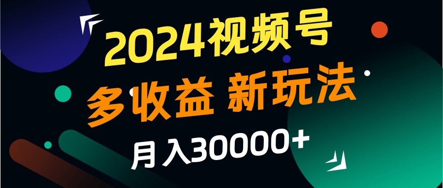 2024视频号多收益的新玩法，月入3w+，新手小白都能简单上手！-玩备项目资源网