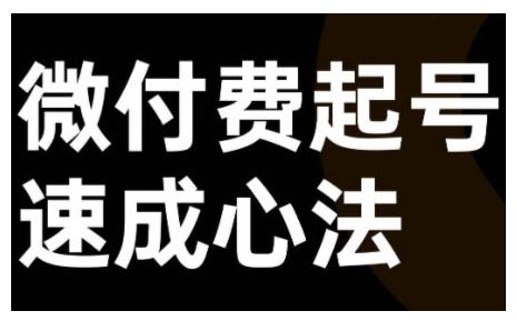 微付费起号速成课，视频号直播+抖音直播，微付费起号速成心法-玩备项目资源网