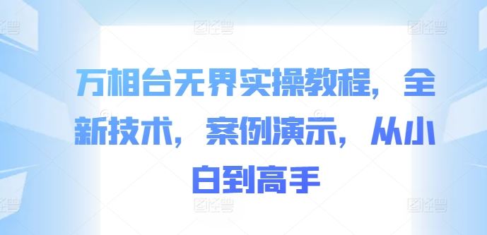 万相台无界实操教程，全新技术，案例演示，从小白到高手-玩备项目资源网