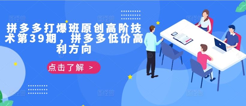 拼多多打爆班原创高阶技术第39期，拼多多低价高利方向-玩备项目资源网