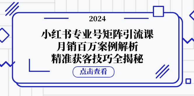 小红书专业号矩阵引流课，月销百万案例解析，精准获客技巧全揭秘-玩备项目资源网