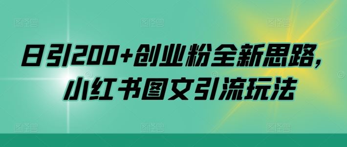 日引200+创业粉全新思路，小红书图文引流玩法【揭秘】-玩备项目资源网