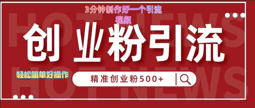 快手被动引流创业粉500+的玩法，3分钟制作好一个引流视频，轻松简单好操作【揭秘】-玩备项目资源网