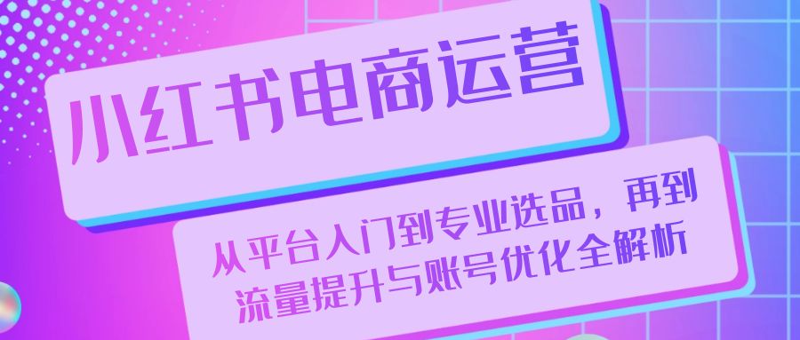 （13043期）小红书电商运营：从平台入门到专业选品，再到流量提升与账号优化全解析-玩备项目资源网
