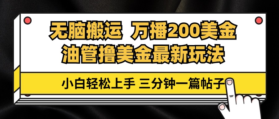（13050期）油管无脑搬运撸美金玩法教学，万播200刀，三分钟一篇帖子，小白轻松上手-玩备项目资源网
