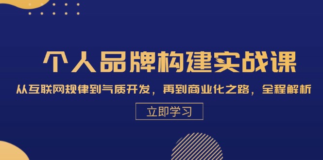 个人品牌构建实战课：从互联网规律到气质开发，再到商业化之路，全程解析-玩备项目资源网