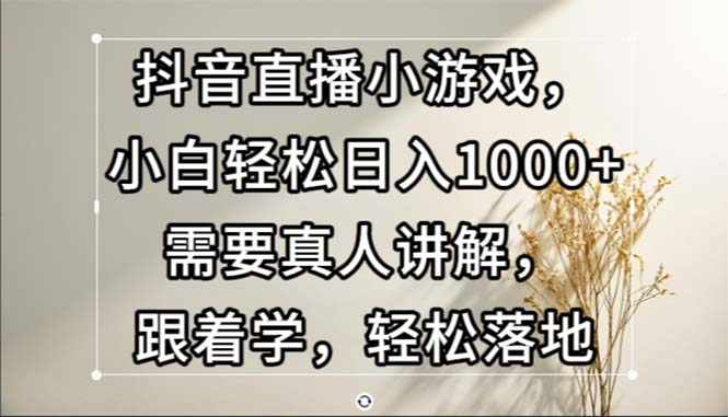 （13075期）抖音直播小游戏，小白轻松日入1000+需要真人讲解，跟着学，轻松落地-玩备项目资源网
