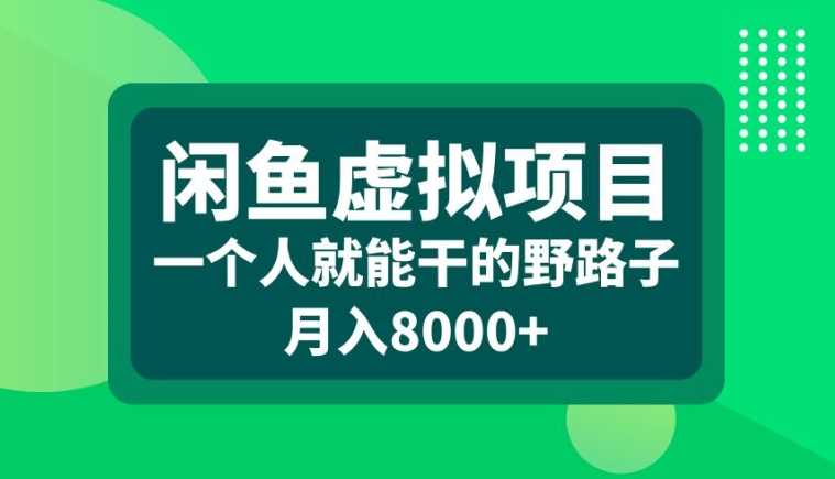 闲鱼虚拟项目，一个人就可以干的野路子，月入8000+【揭秘】-玩备项目资源网