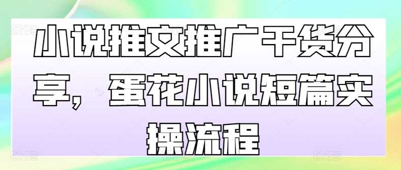 小说推文推广干货分享，蛋花小说短篇实操流程-玩备项目资源网