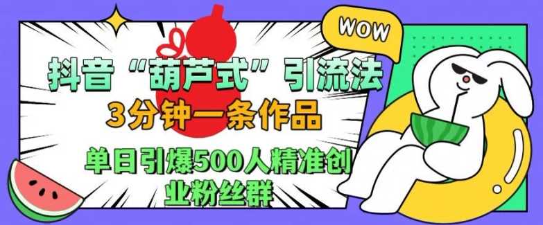 抖音葫芦式引流法，三分钟一条作品，单日引爆抖音500人精准创业粉丝群【揭秘】-玩备项目资源网